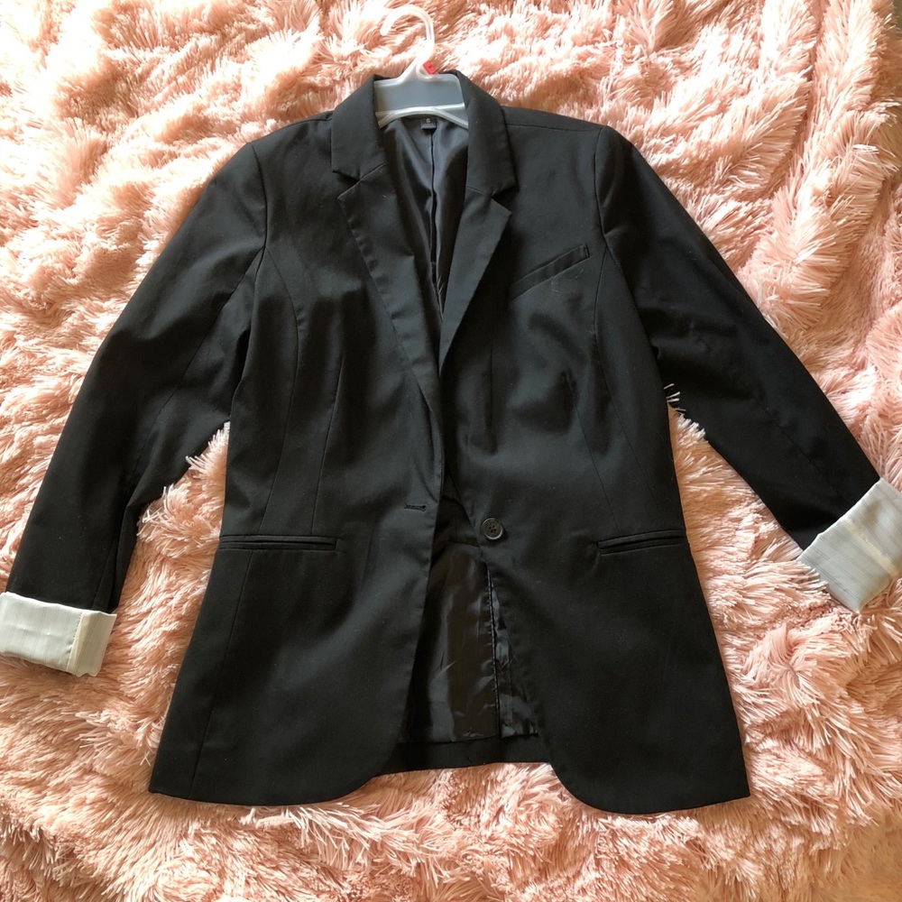 Black blazer with pin striped cuffs